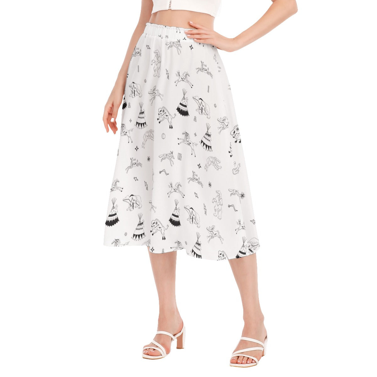 Ledger Dabbles White Women's Long Section Chiffon Skirt