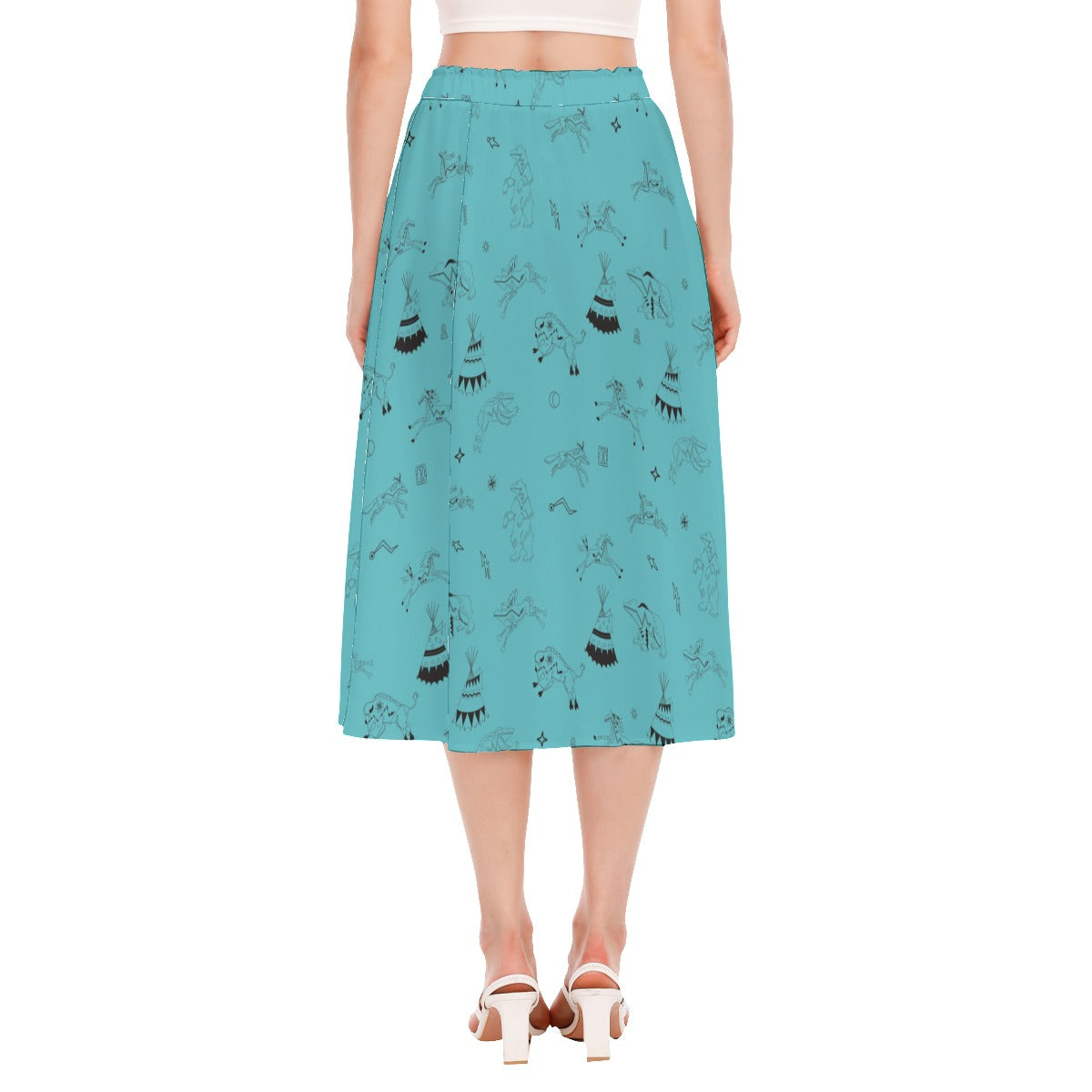 Ledger Dabbles Torquoise Women's Long Section Chiffon Skirt