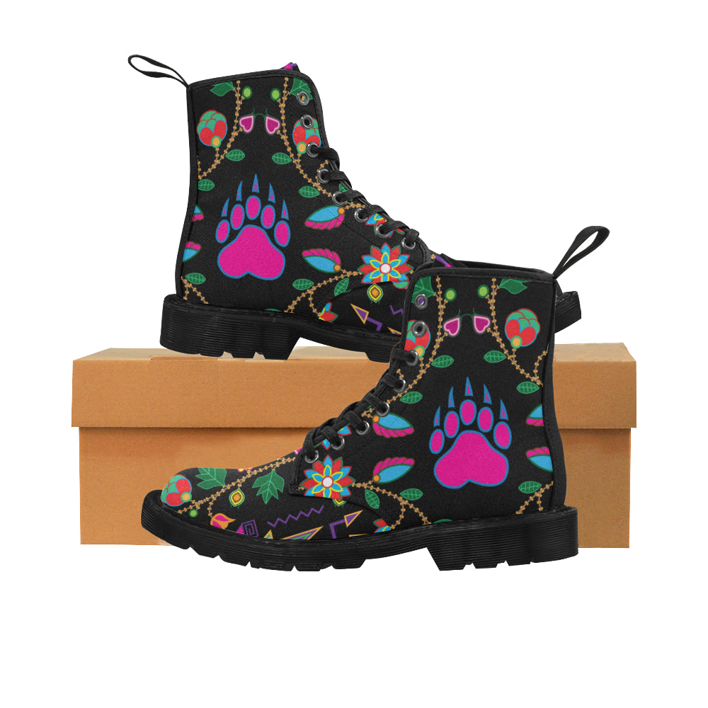 Geometric Floral Fall-Black Boots for Women (Black)
