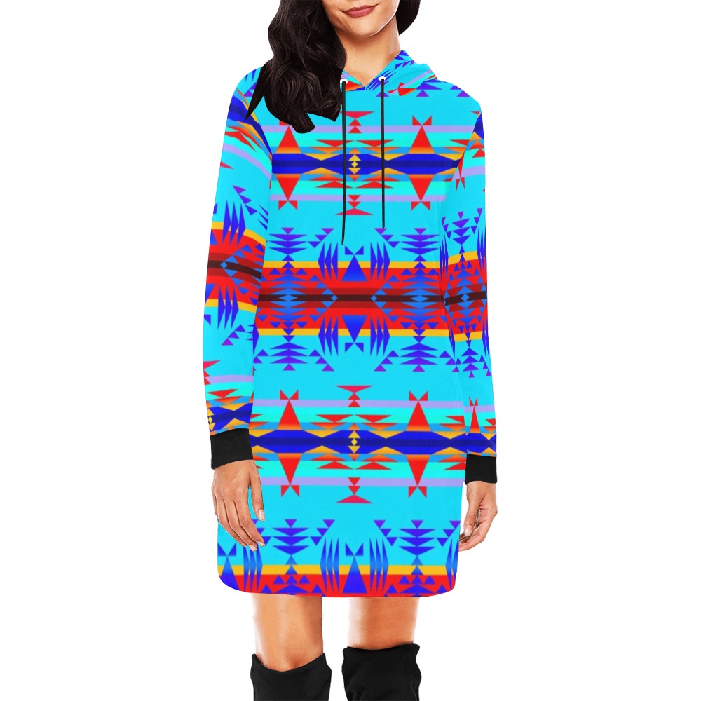 Between the Mountains Blue Hoodie Dress