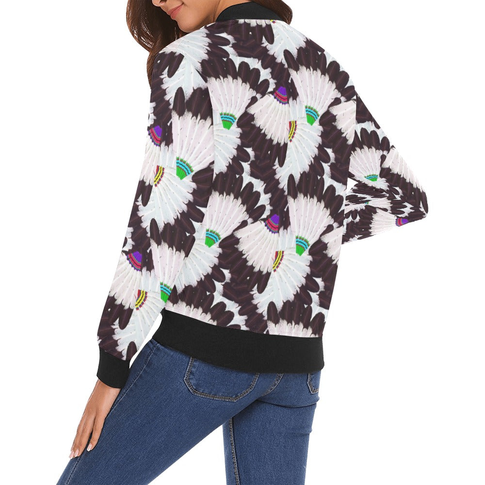 Eagle Feather Fans Bomber Jacket for Women