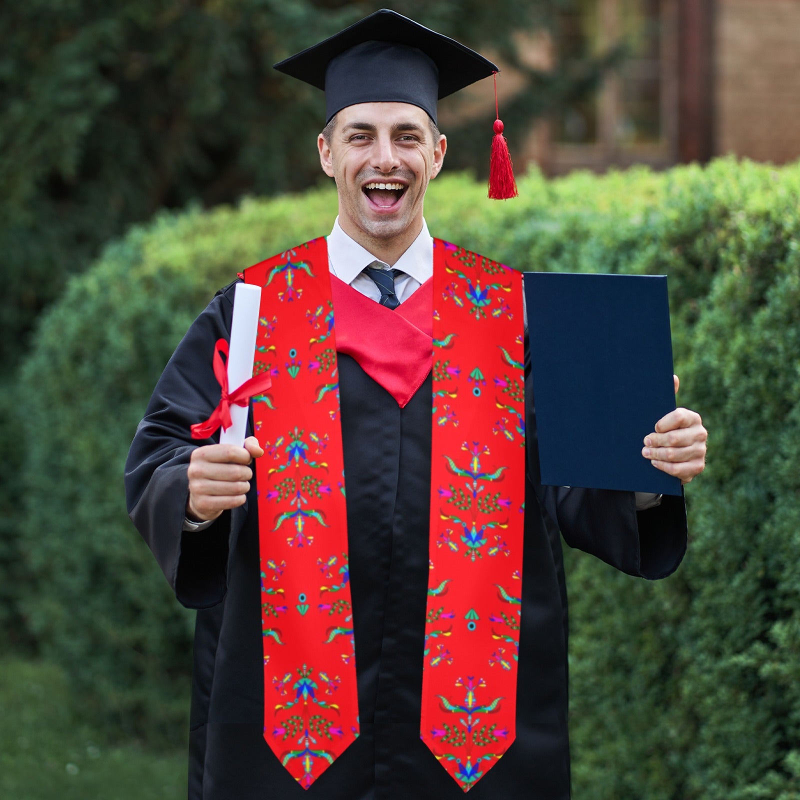 Dakota Damask Red Graduation Stole