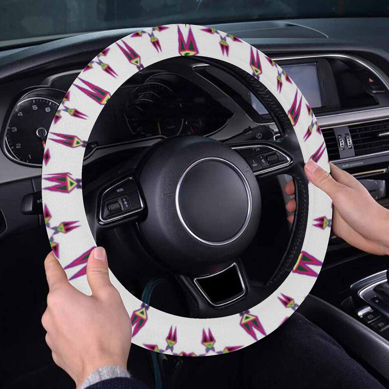Four Directions Lodge Flurry Steering Wheel Cover with Elastic Edge