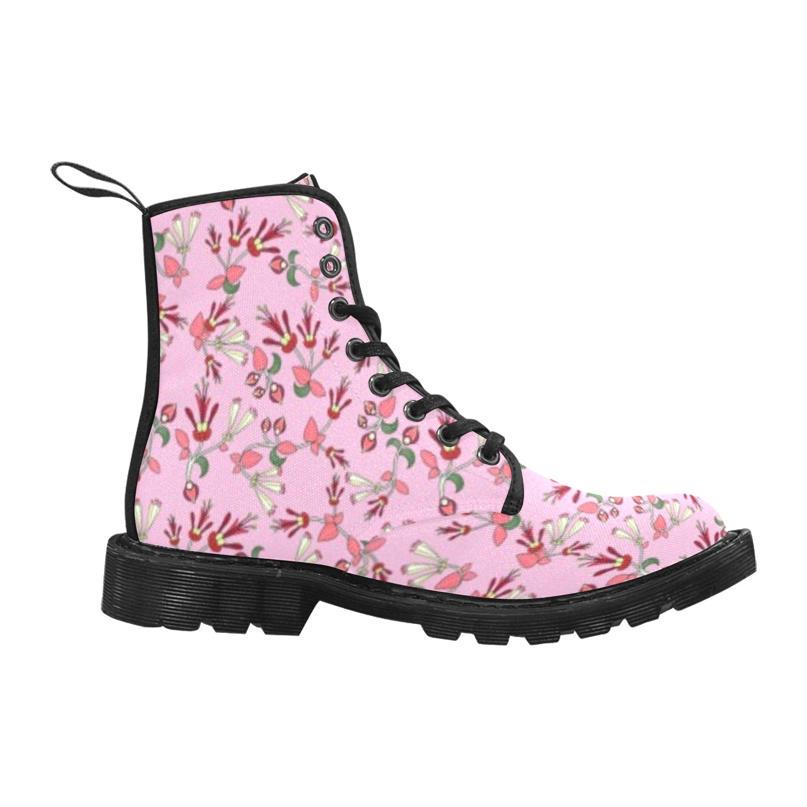 Strawberry Floral Boots for Women (Black)