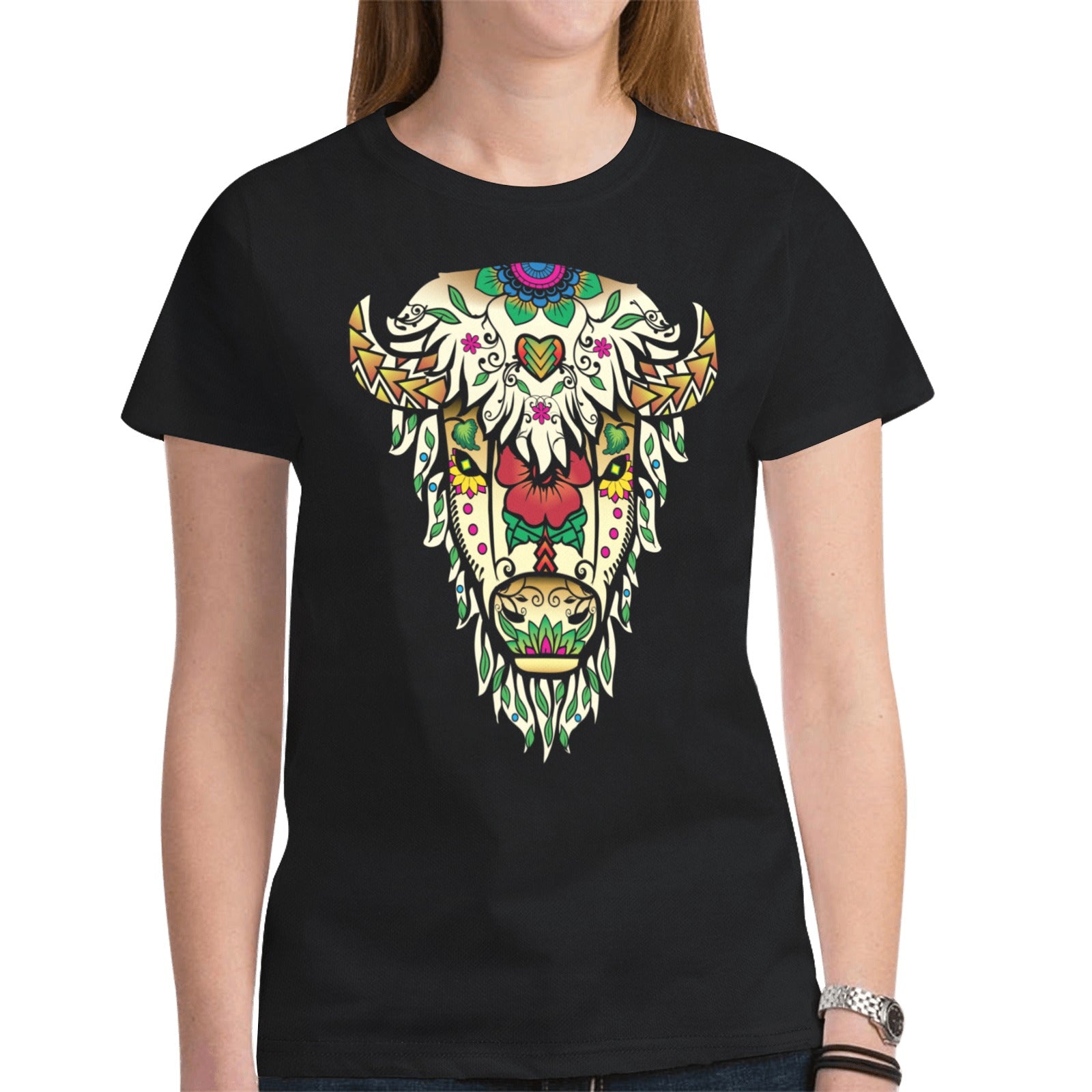 Buffalo Spirit Guide (Black) T-shirt for Women