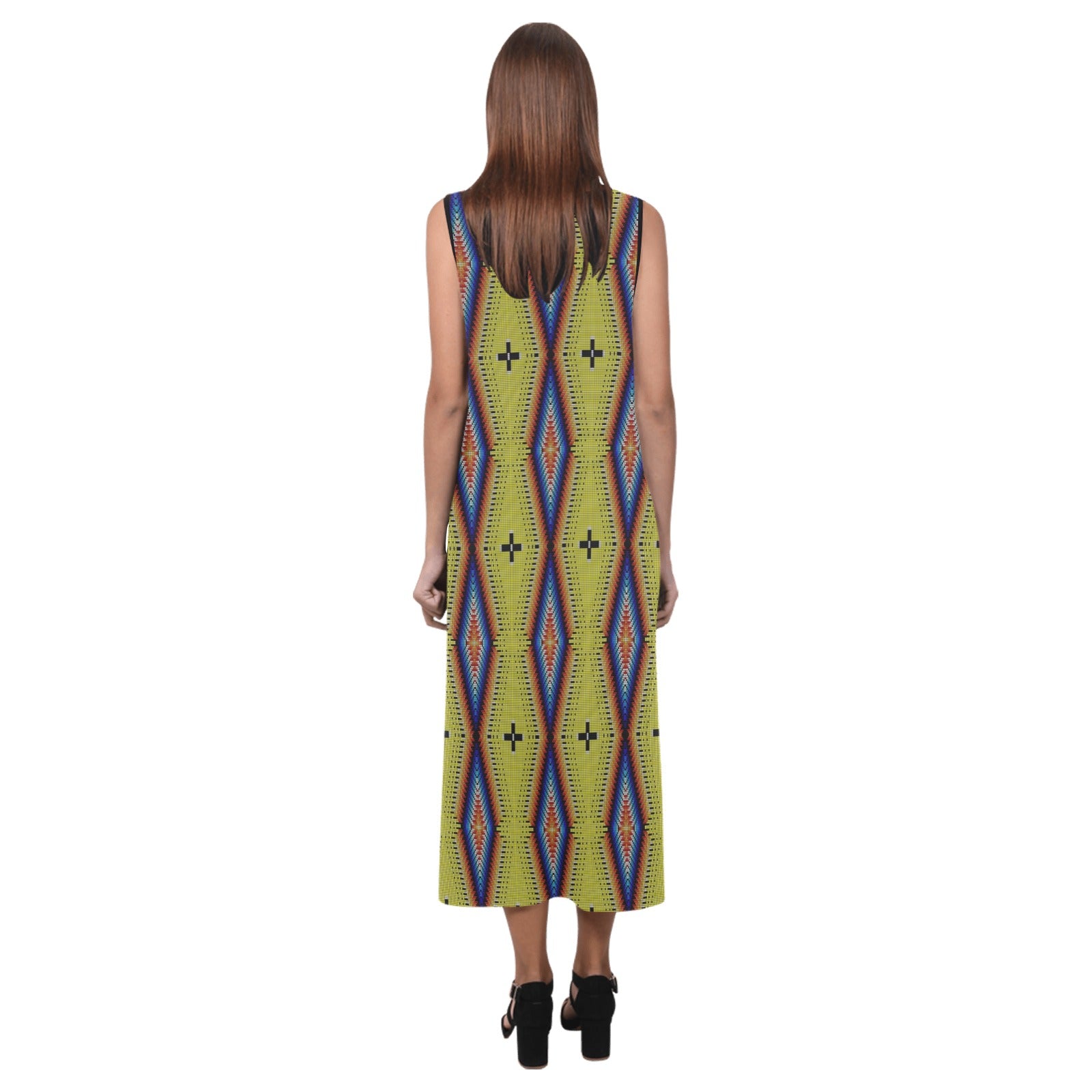 Diamond in the Bluff Yellow Phaedra Sleeveless Open Fork Long Dress