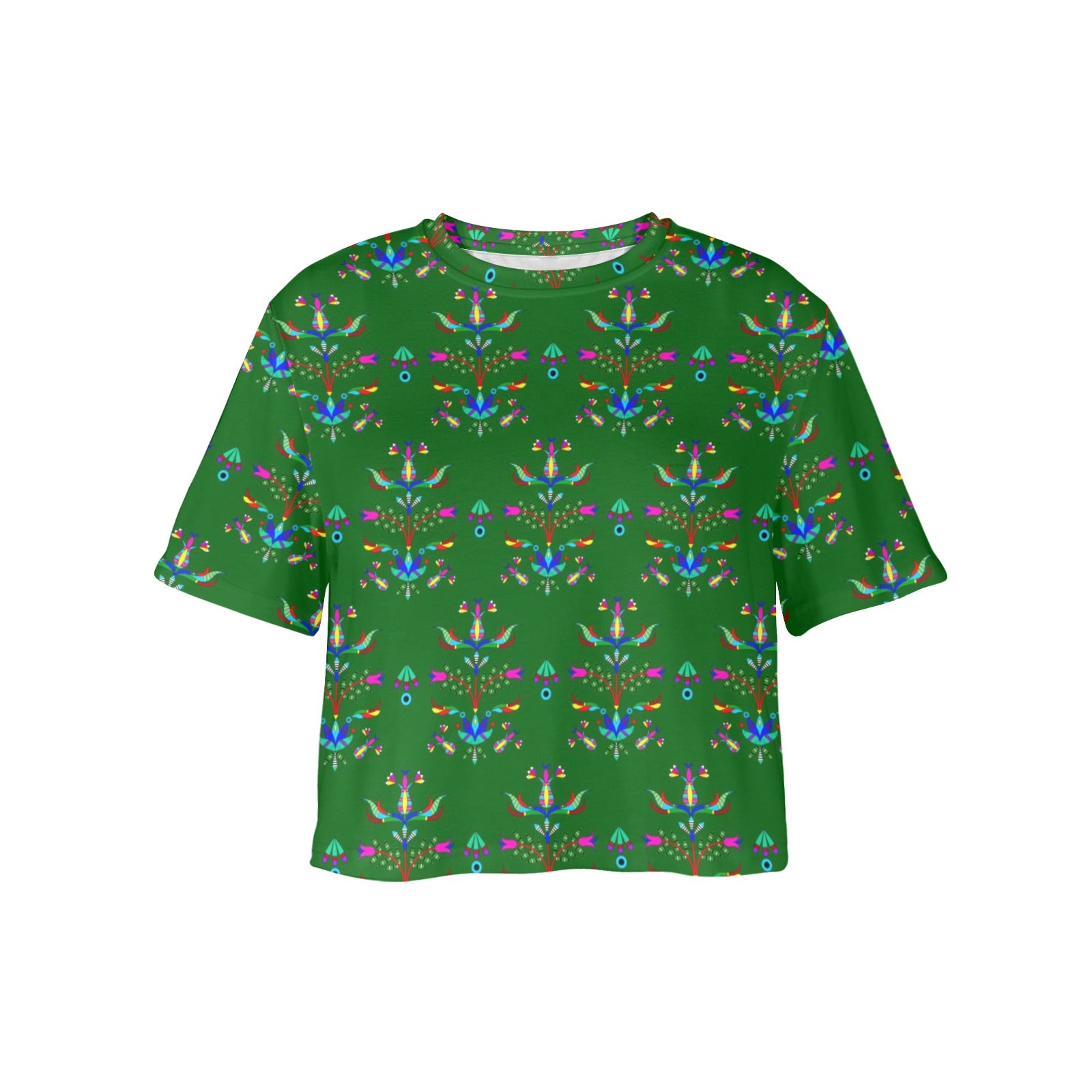 Dakota Damask Green Women's Cropped T-shirt