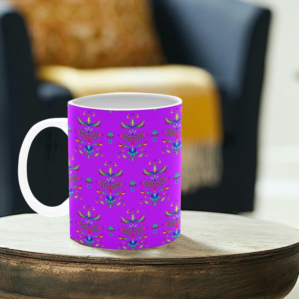 Dakota Damask Purple White Mug(11OZ)