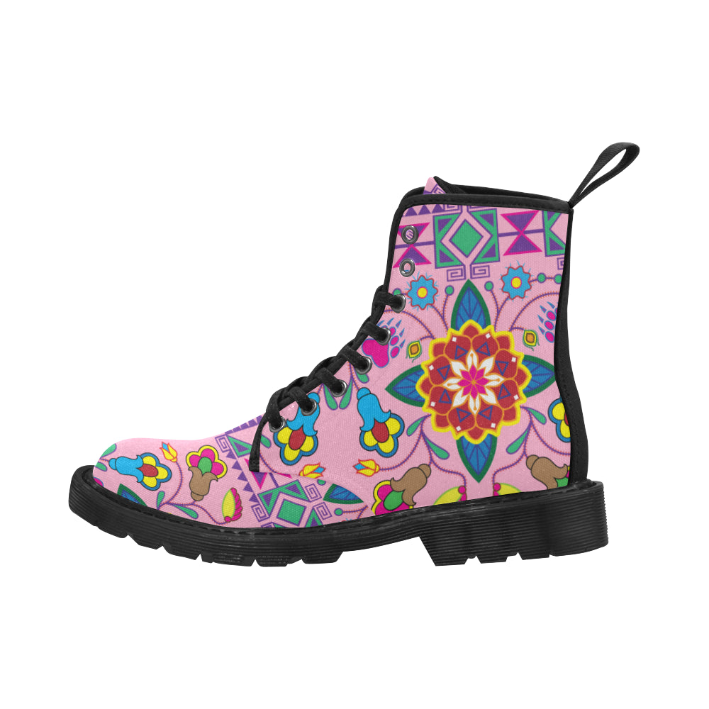 Geometric Floral Winter-Sunset Boots for Women (Black)