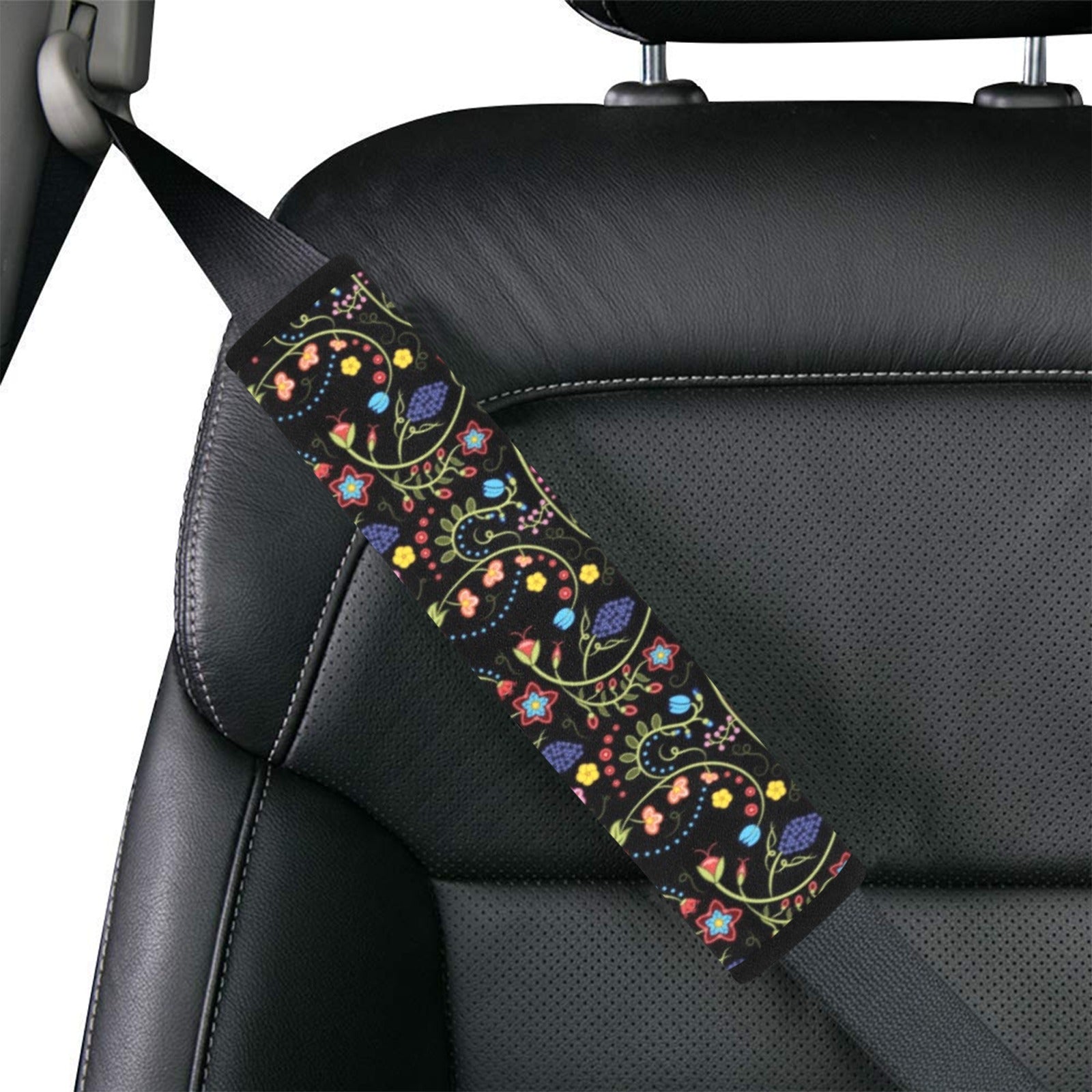 Fresh Fleur Midnight Car Seat Belt Cover 7''x12.6'' (Pack of 2)