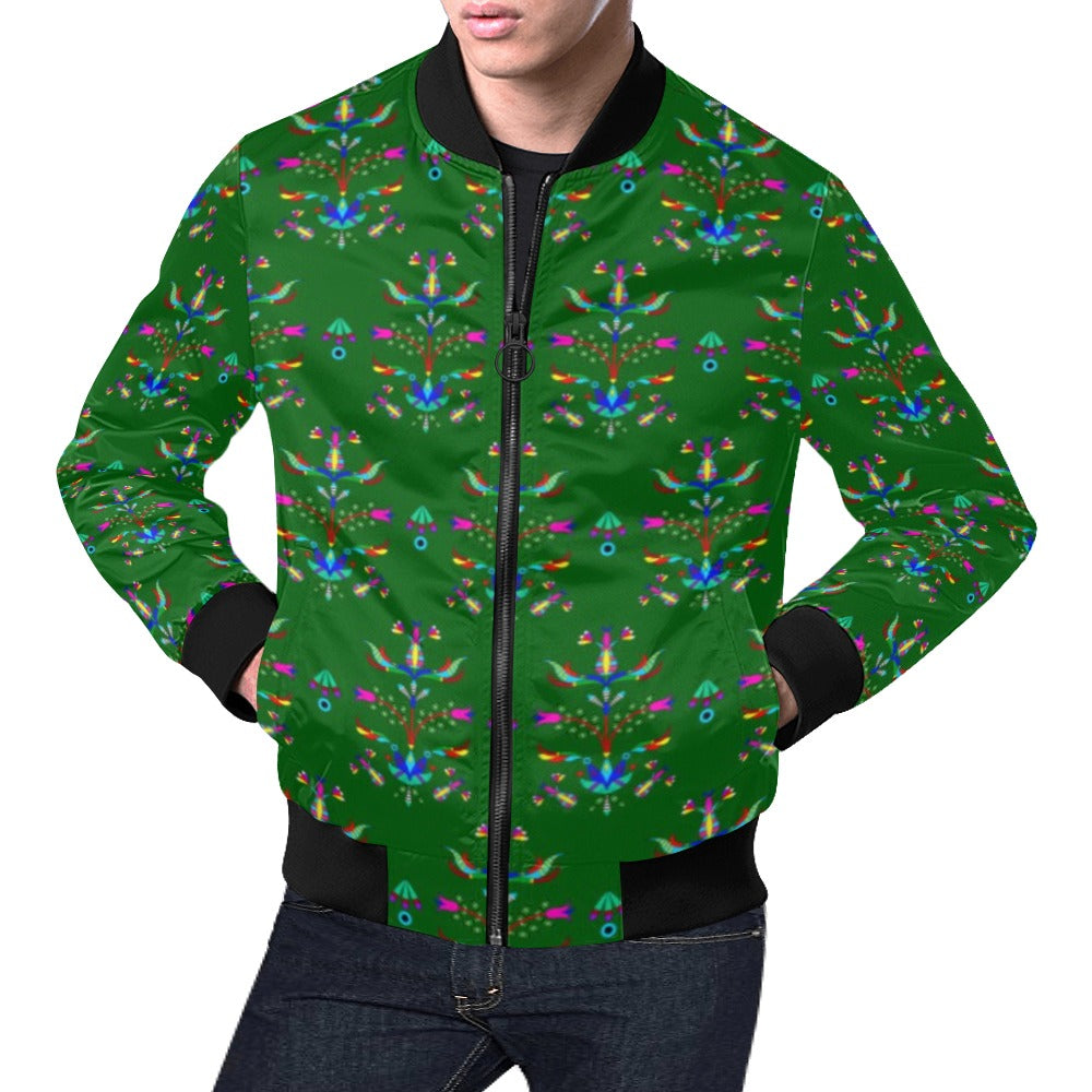 Dakota Damask Green All Over Print Bomber Jacket for Men