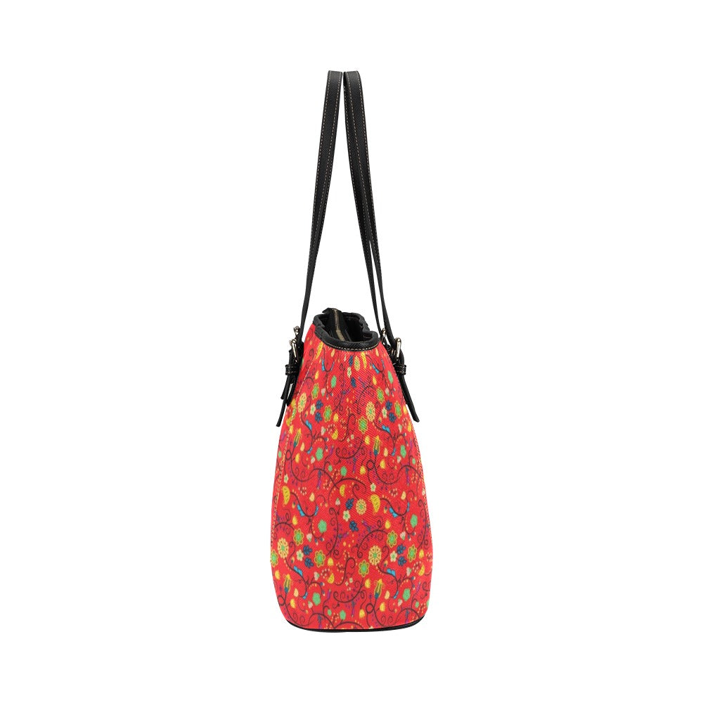 Nipin Blossom Fire Leather Tote Bag/Large