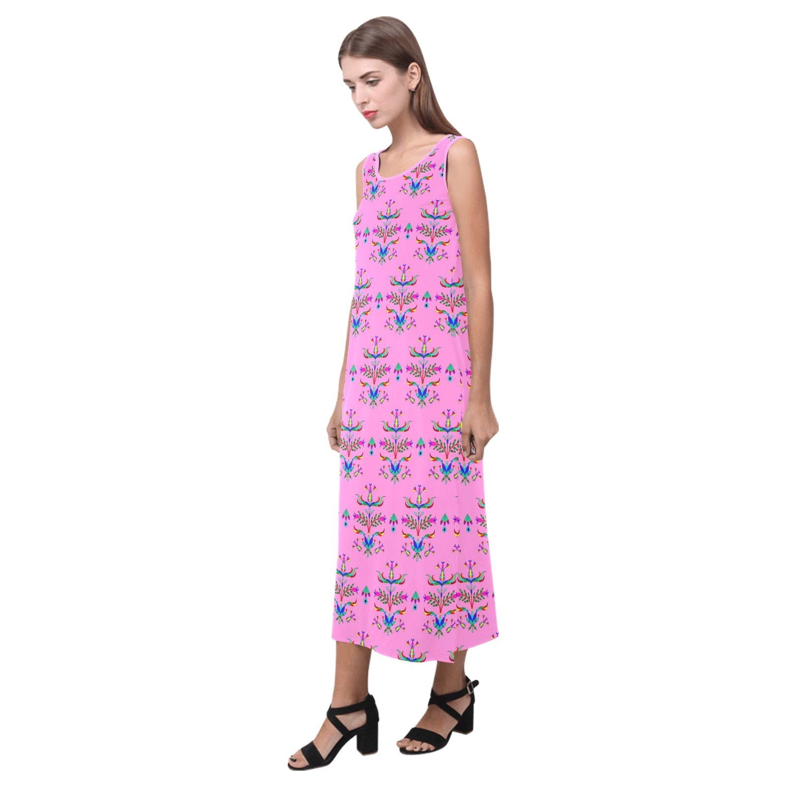 Dakota Damask Cheyenne Pink Phaedra Sleeveless Open Fork Long Dress