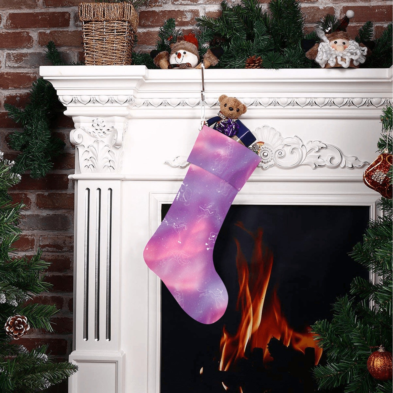 Animal Ancestors 7 Aurora Gases Pink and Purple Christmas Stocking