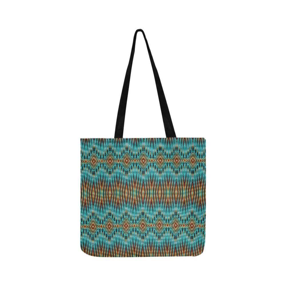 Fire Feather Turquoise Reusable Shopping Bag (Two sides)