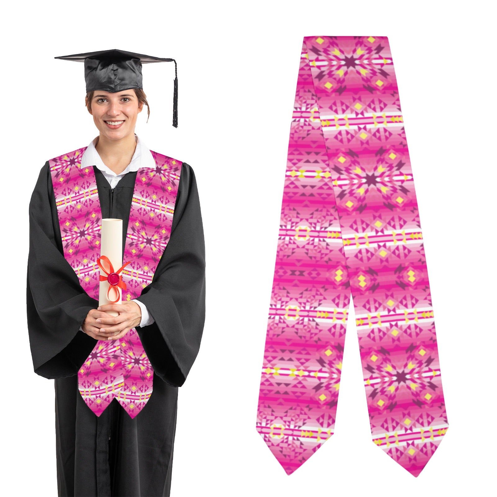 Pink Star Graduation Stole