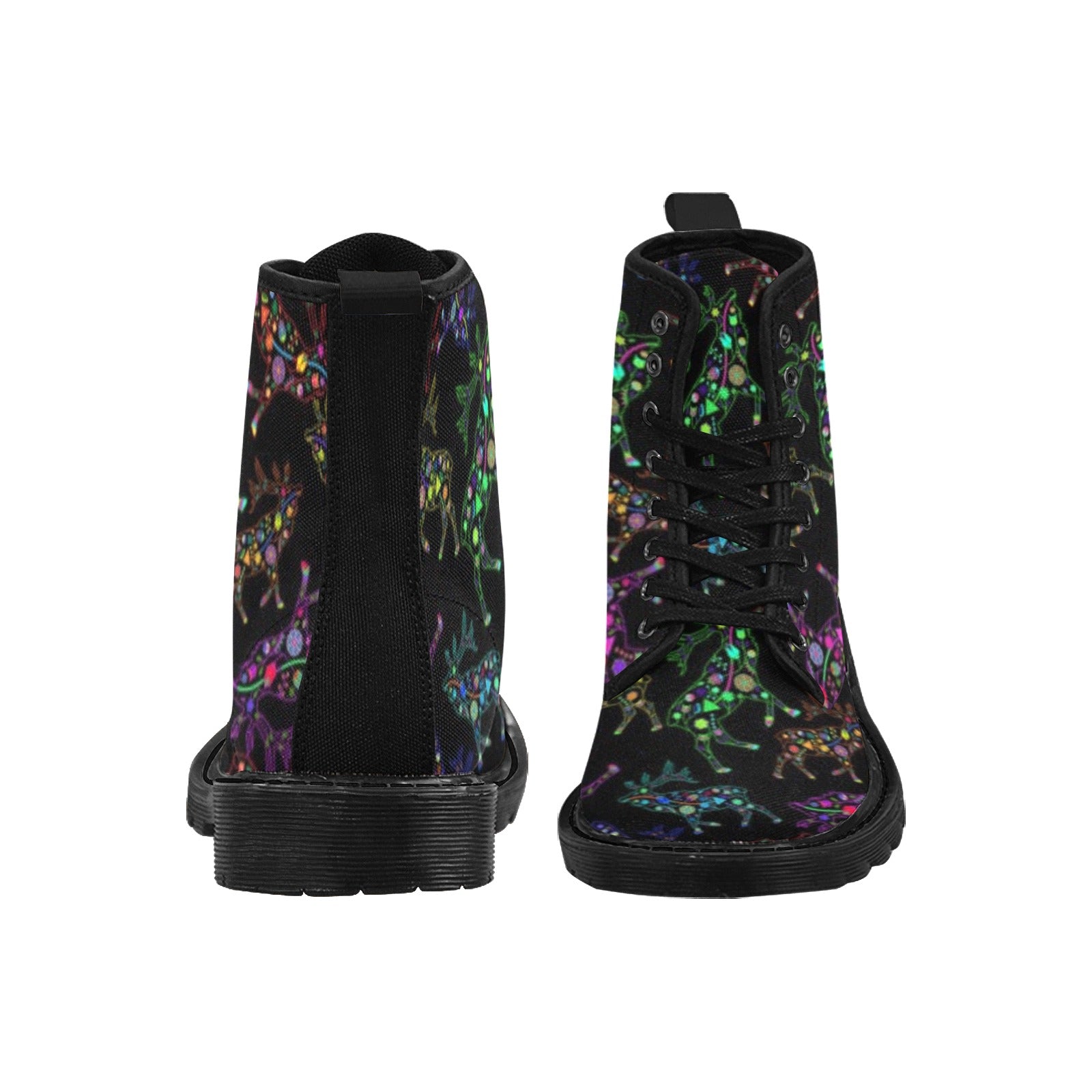 Neon Floral Elks Boots for Women (Black)