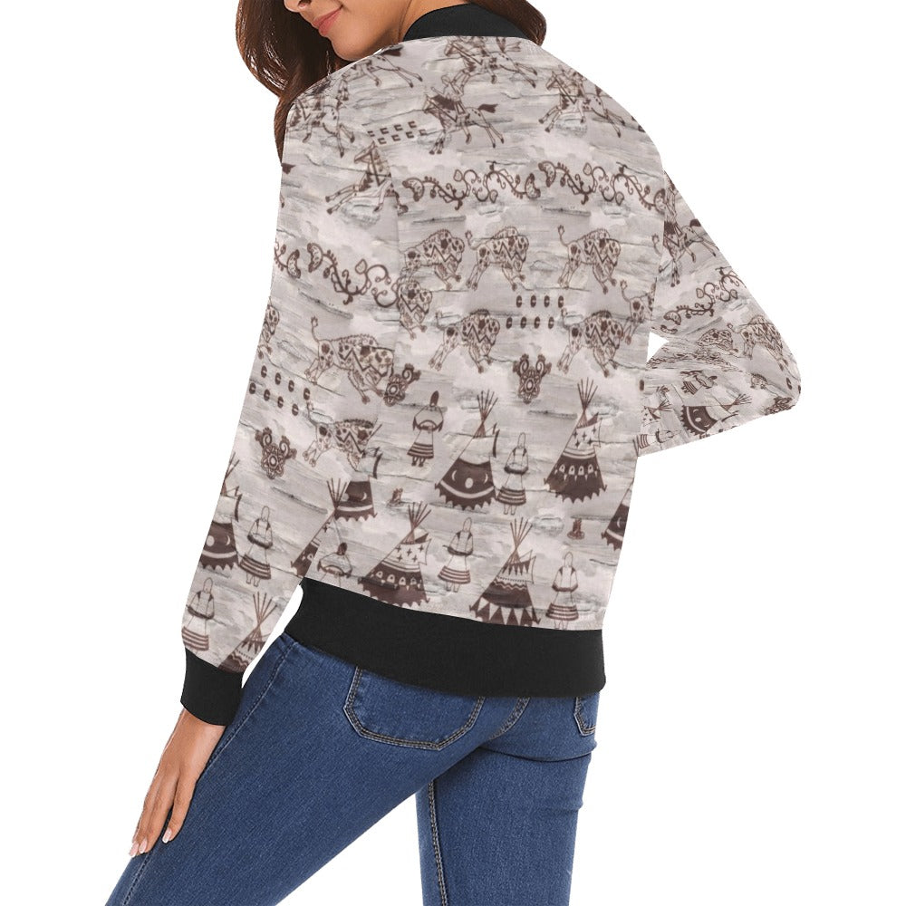 Heart of The Forest All Over Print Bomber Jacket for Women