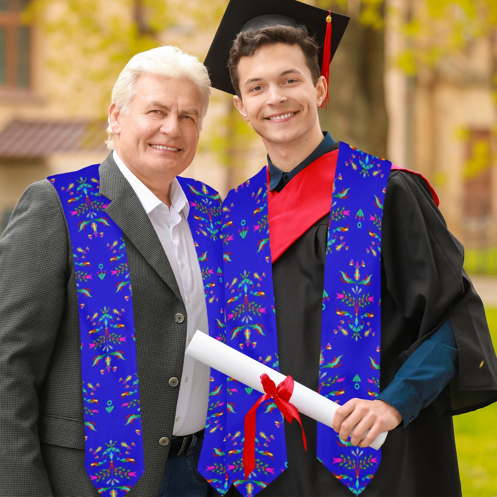 Dakota Damask Blue Graduation Stole