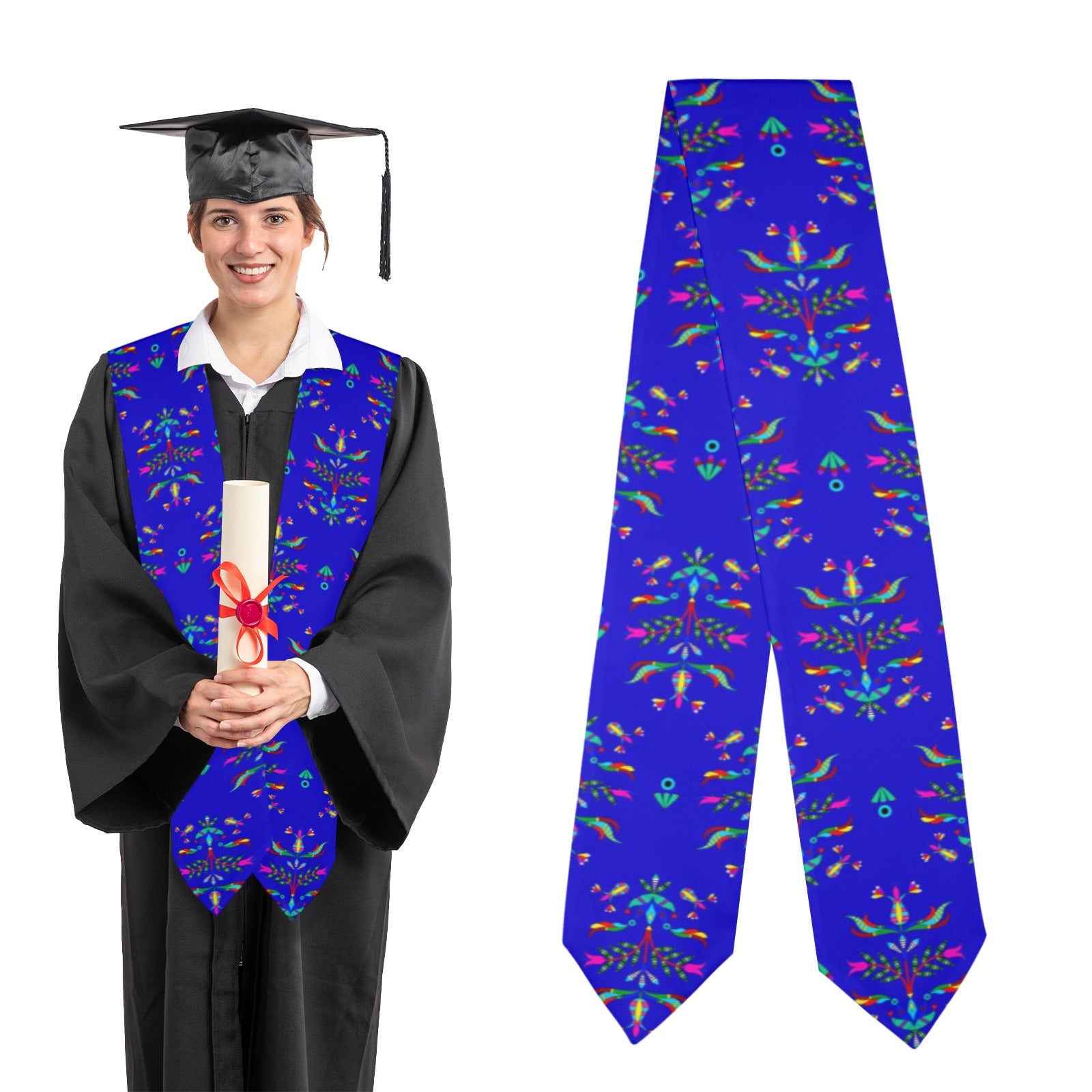 Dakota Damask Blue Graduation Stole