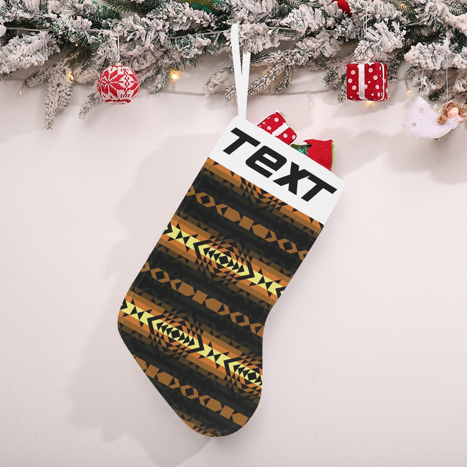 Black Rose Spring Canyon Tan Christmas Stocking (Custom Text on The Top)