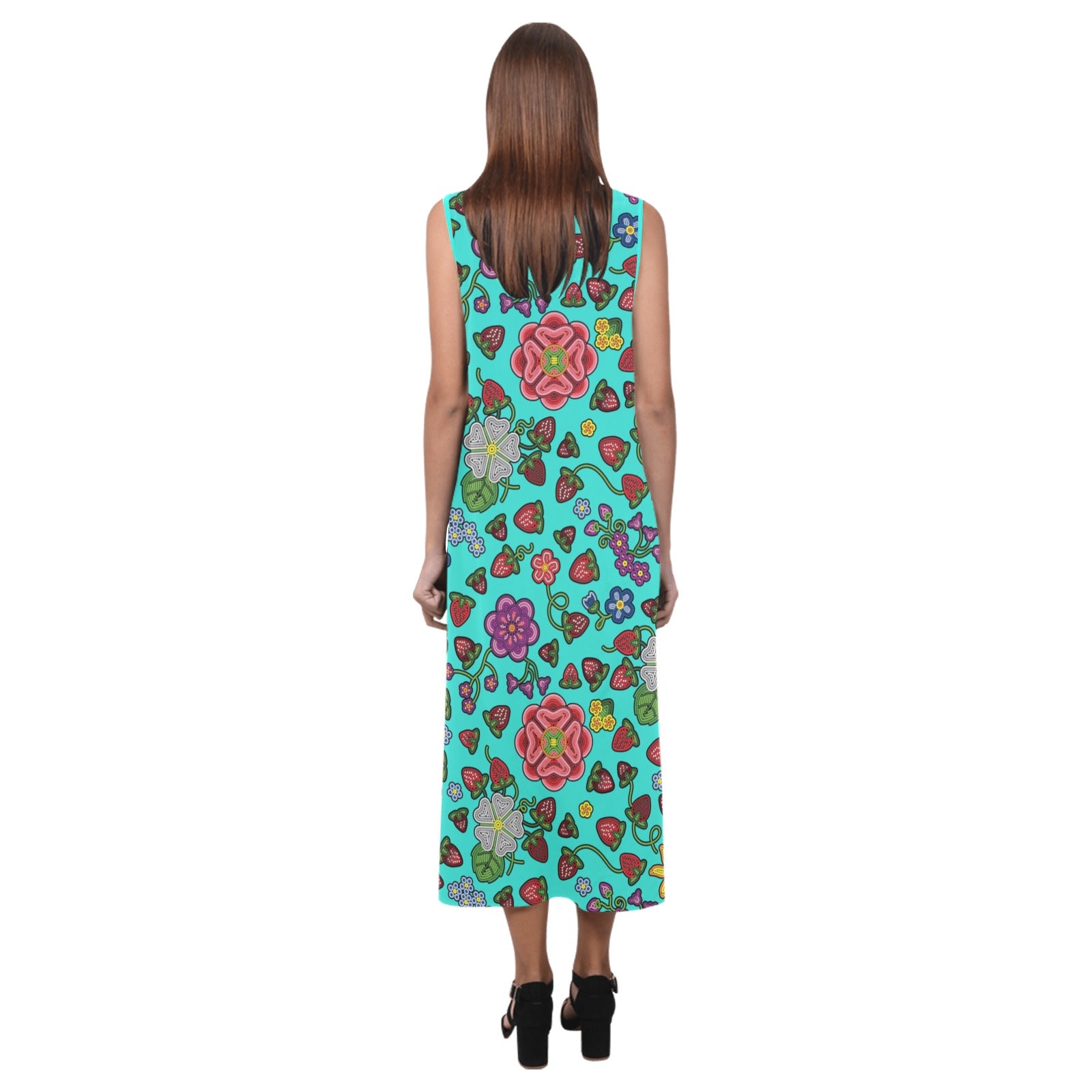 Berry Pop Turquoise Phaedra Sleeveless Open Fork Long Dress