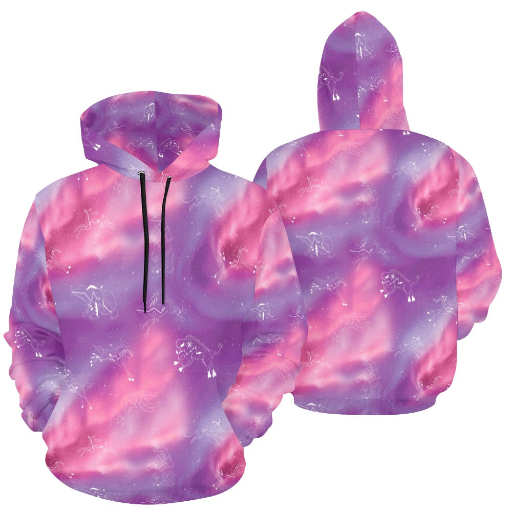 Animal Ancestors 7 Aurora Gases Pink and Purple Hoodie for Men (USA Size)