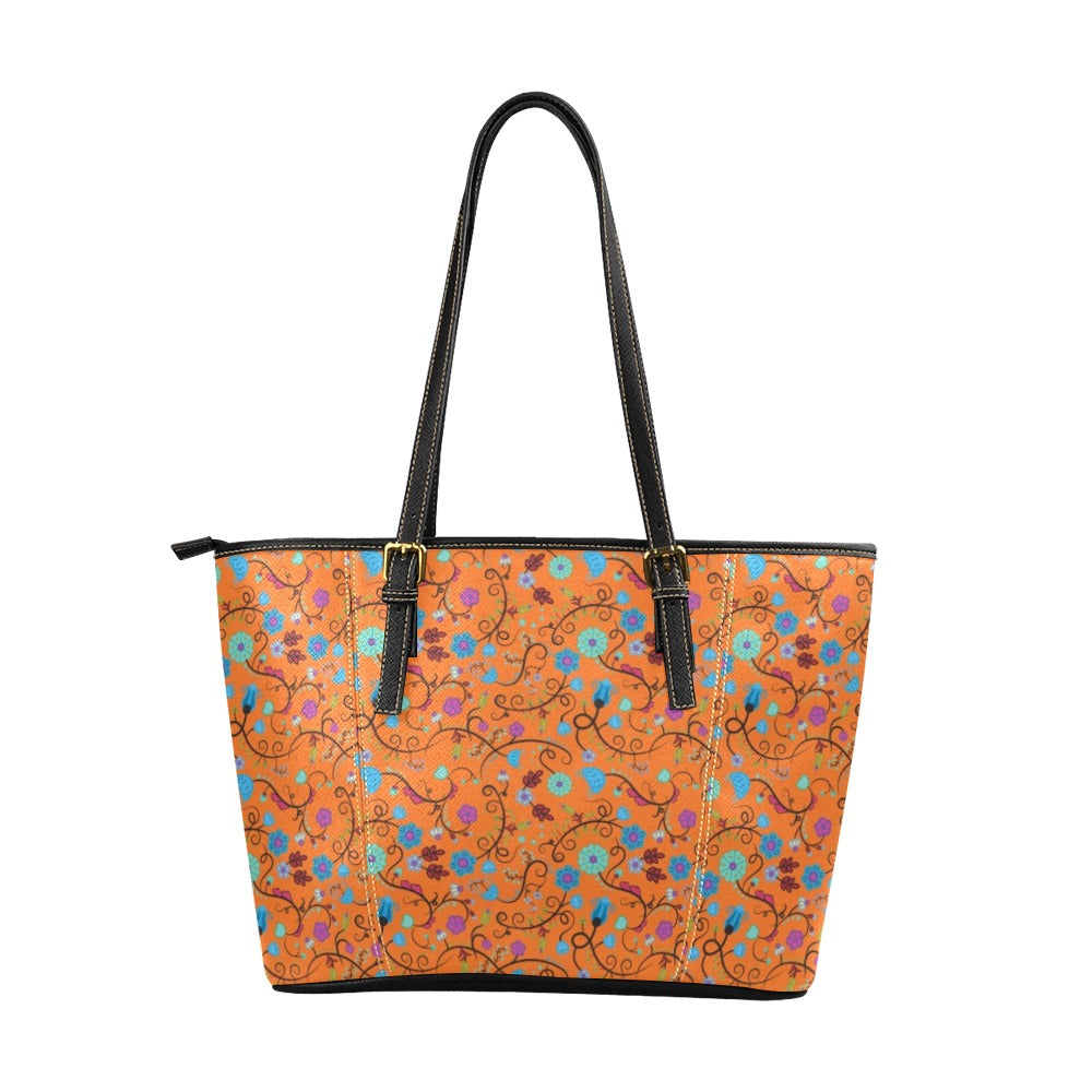 Nipin Blossom Carrot Leather Tote Bag/Large