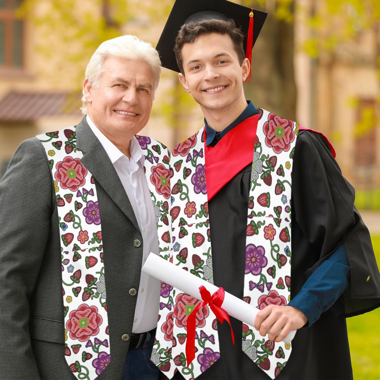 Berry Pop White Graduation Stole