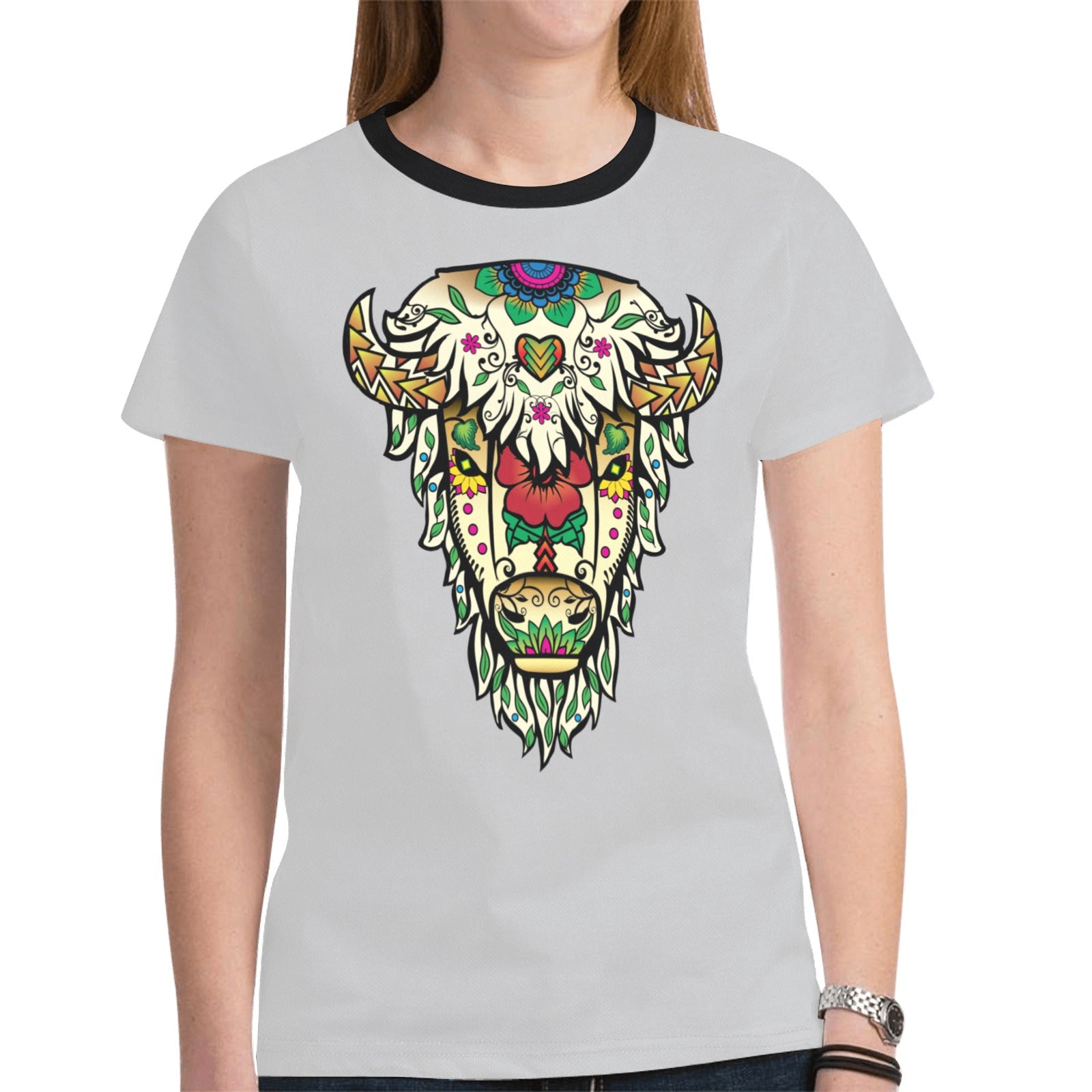 Buffalo Spirit Guide (Gray) T-shirt for Women