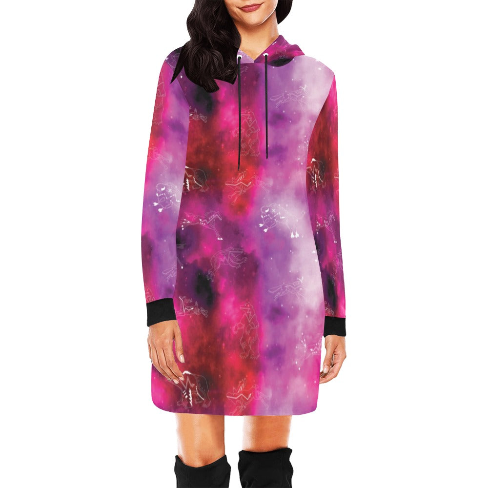 Animal Ancestors 8 Gaseous Clouds Pink and Red Hoodie Dress