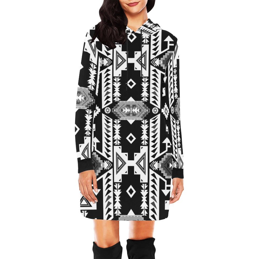 Chiefs Mountain Black and White Hoodie Dress