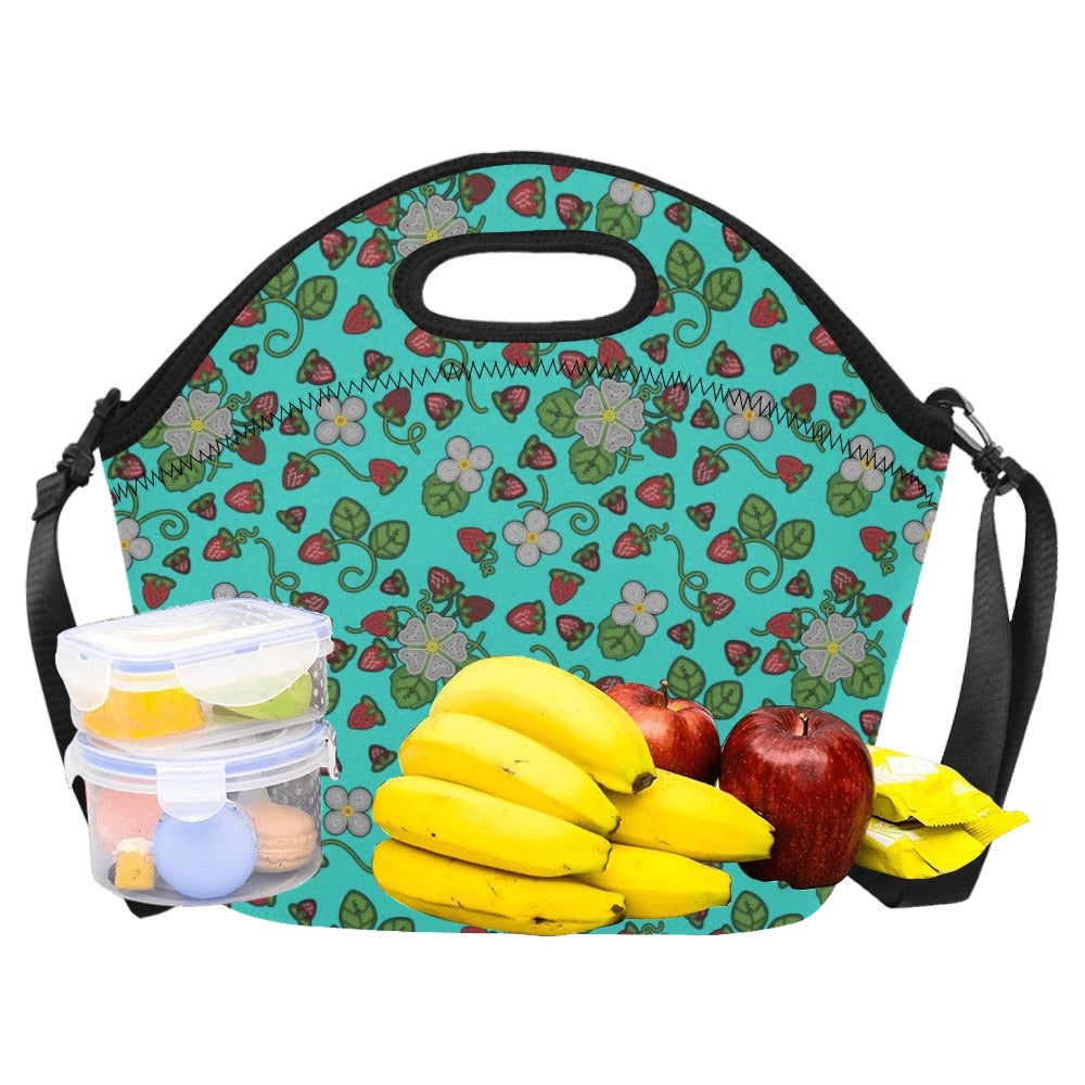 Strawberry Dreams Turquoise Neoprene Lunch Bag/Large