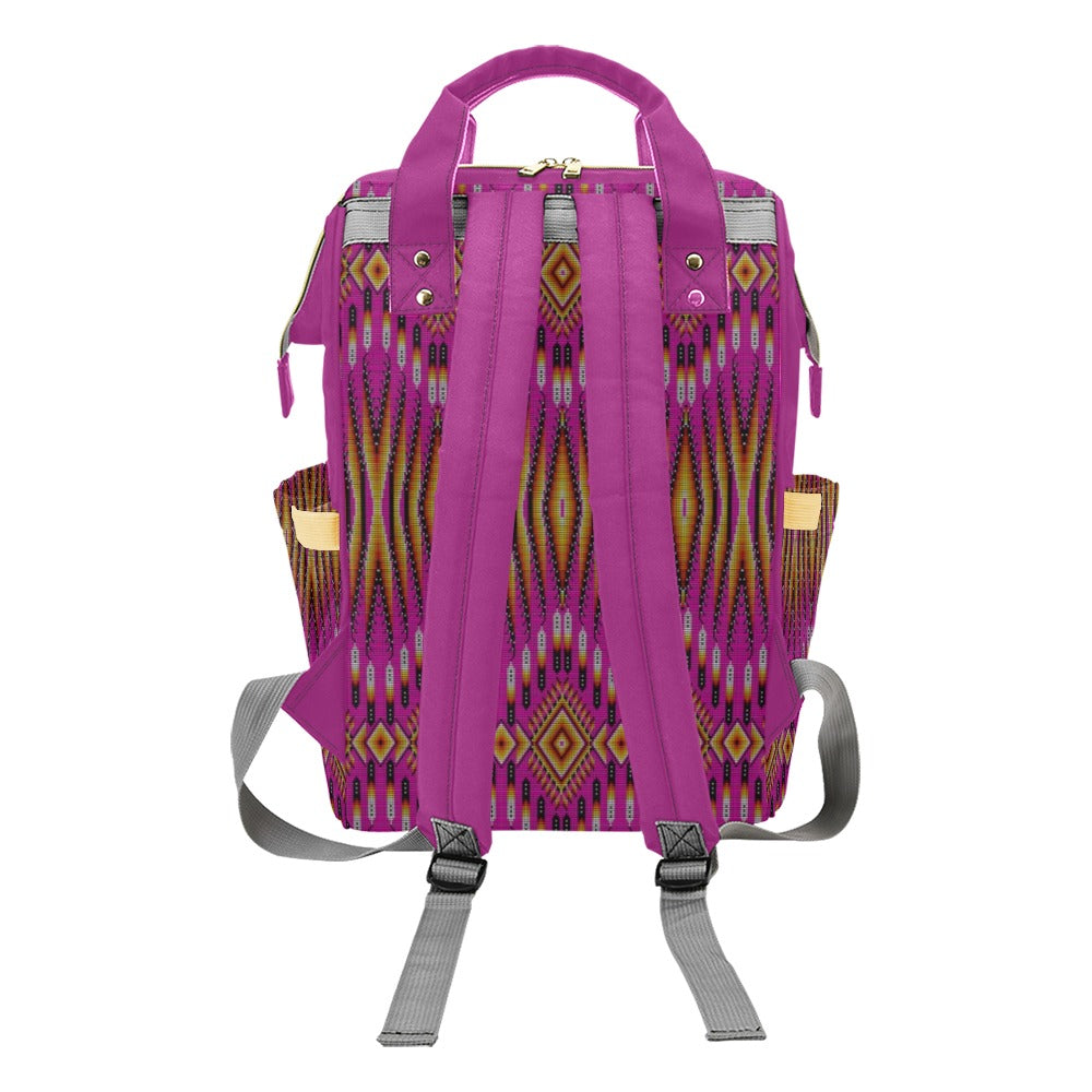 Fire Feather Pink Multi-Function Diaper Backpack/Diaper Bag