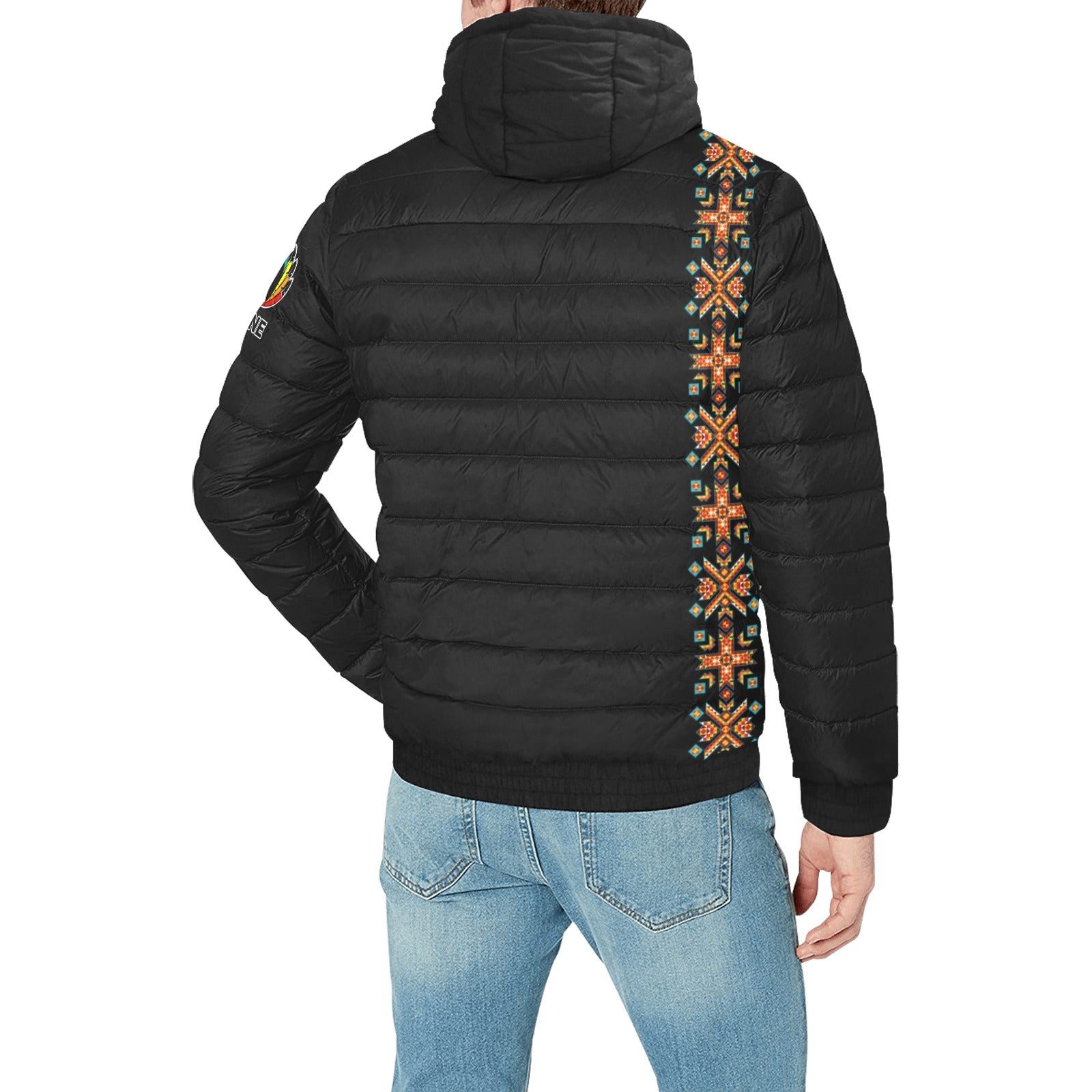 Teal Fire Men's Padded Hooded Jacket