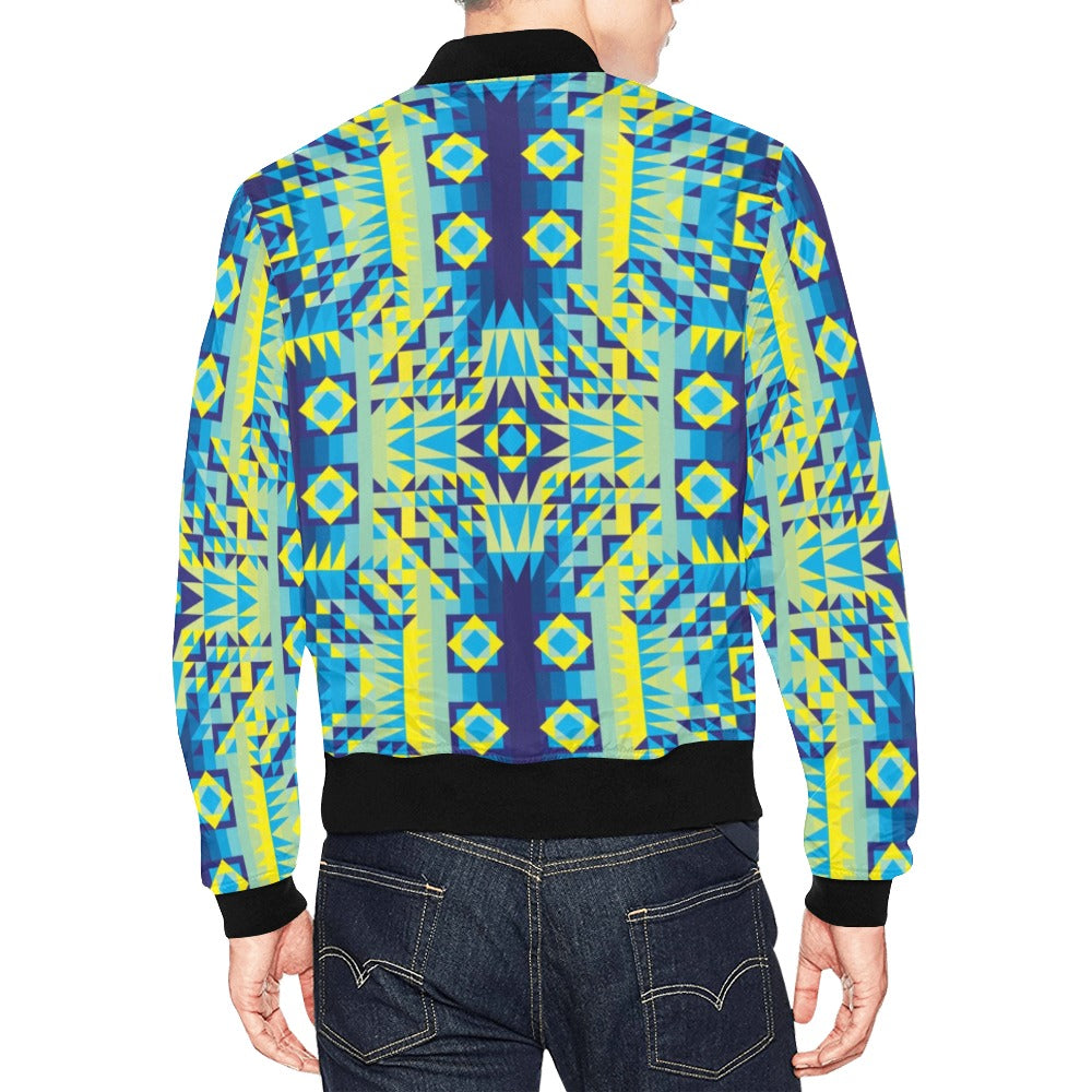 Kaleidoscope Jaune Bleu Bomber Jacket for Men
