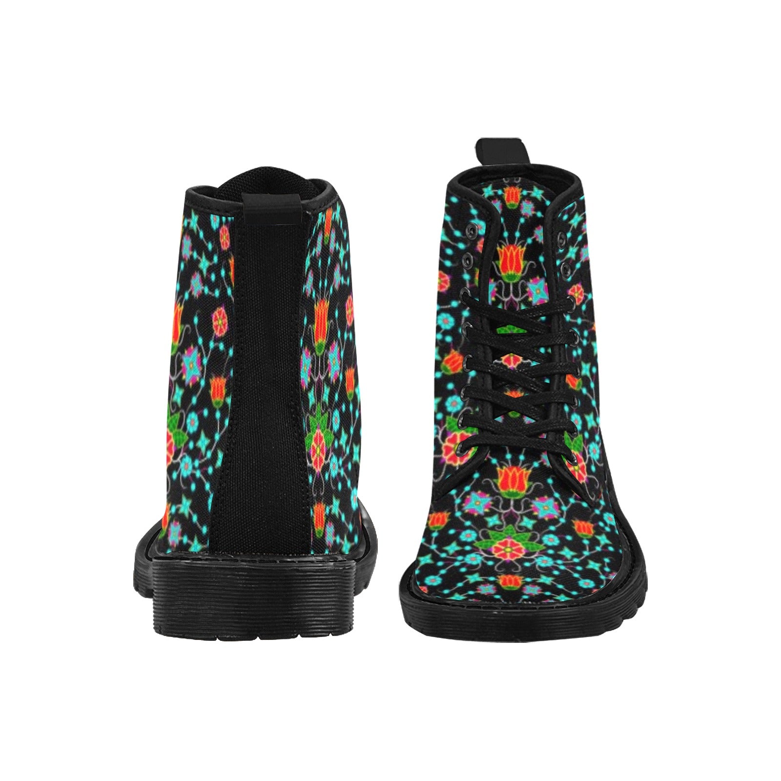 Floral Damask Upgrade Boots for Women (Black)