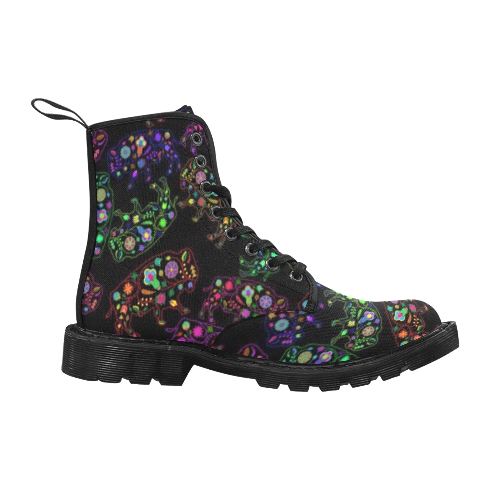 Neon Floral Buffalos Boots for Men (Black)