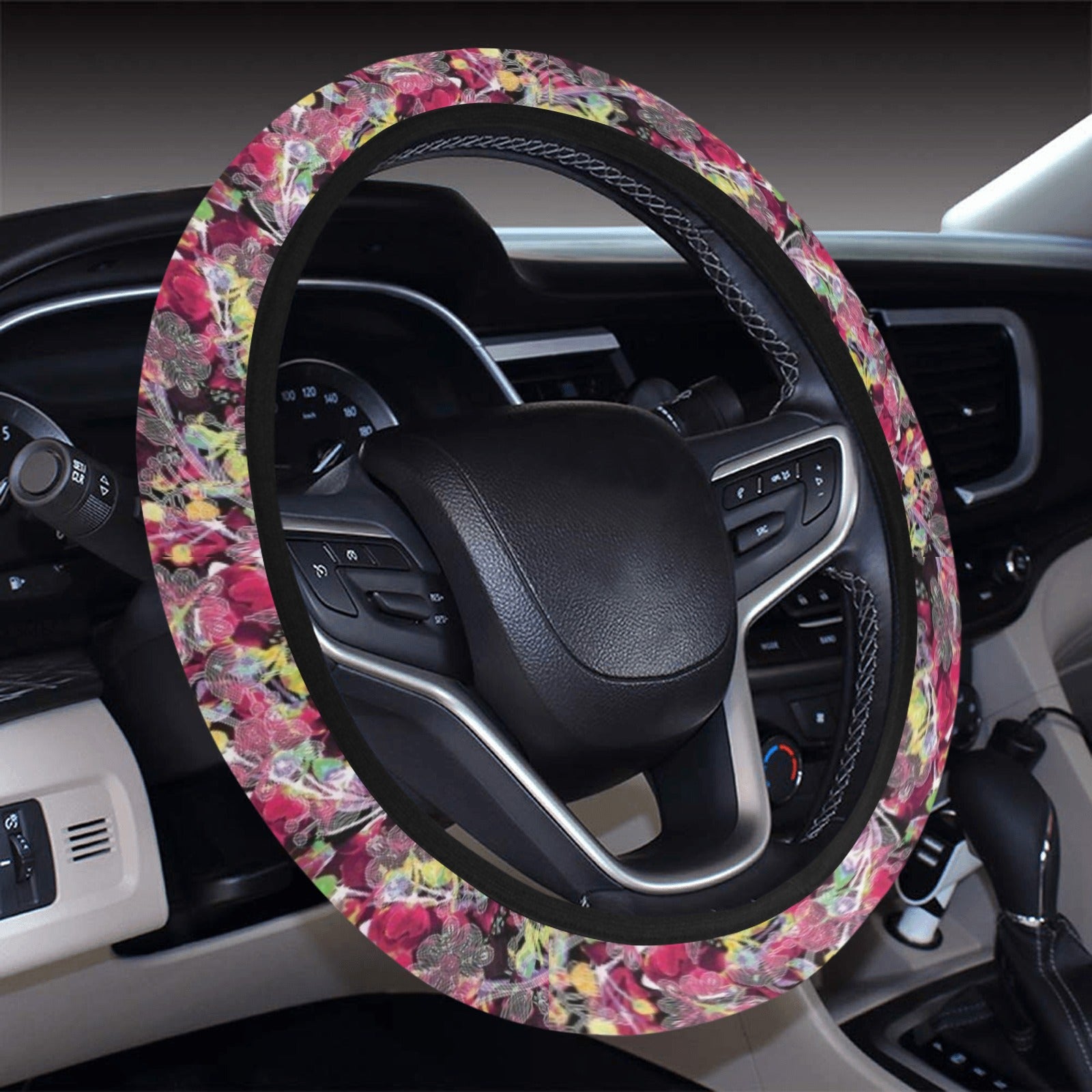 Culture in Nature Maroon Steering Wheel Cover with Elastic Edge