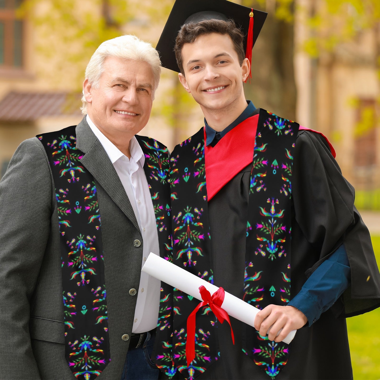 Dakota Damask Black Graduation Stole