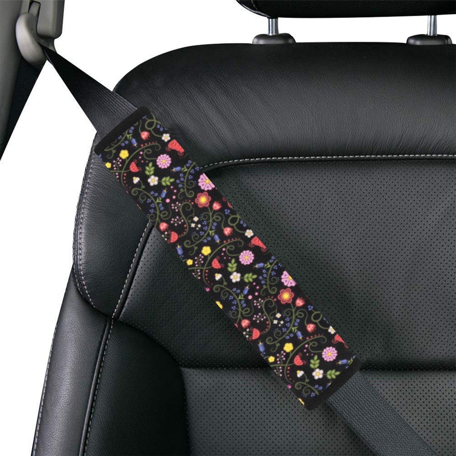 Nipin Blossom Midnight Car Seat Belt Cover 7''x12.6'' (Pack of 2)