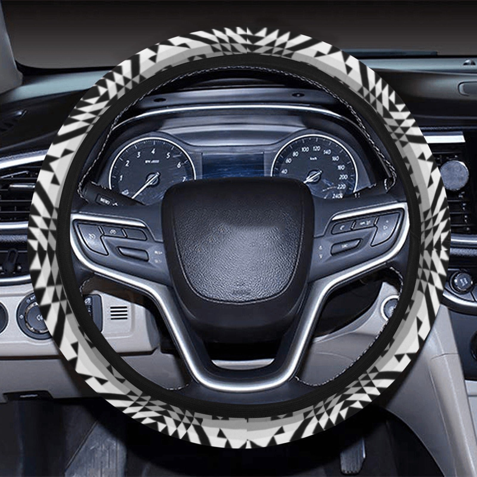 Black Rose Shadow Steering Wheel Cover with Elastic Edge