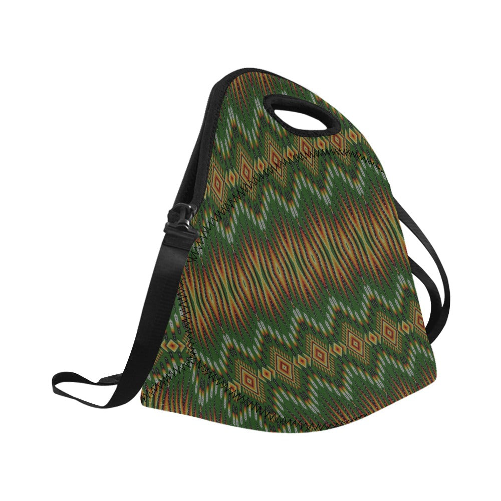 Fire Feather Green Neoprene Lunch Bag/Large