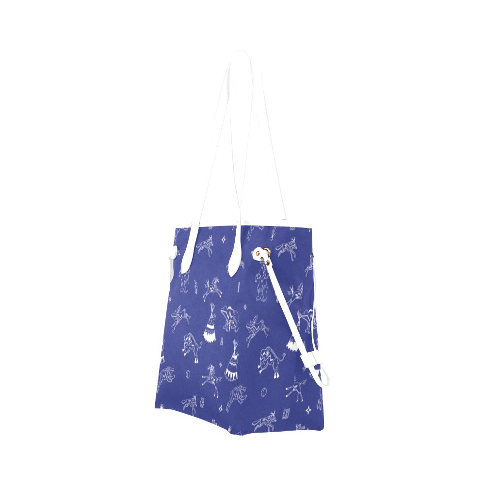 Ledger Dabbles Blue Clover Canvas Tote Bag