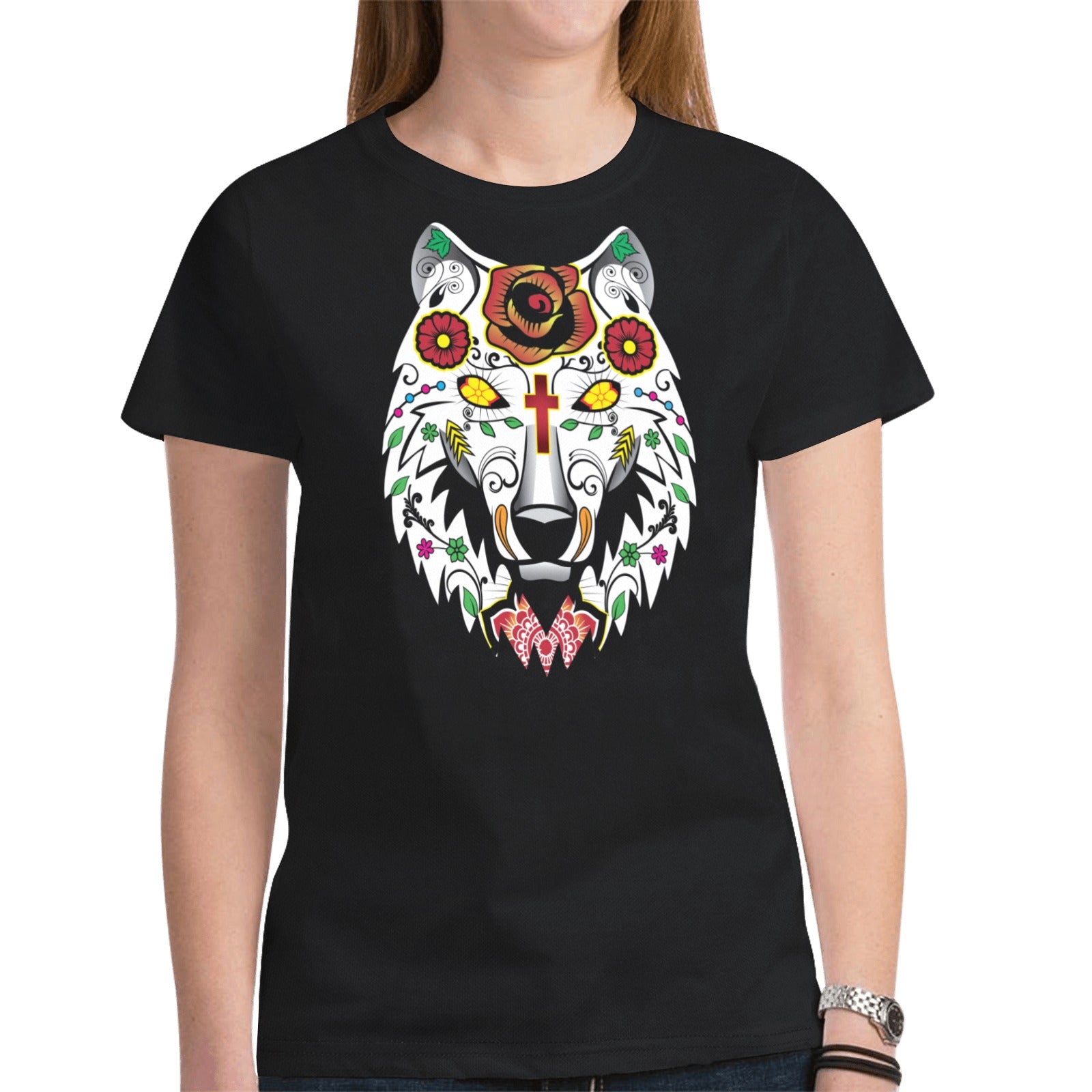 Wolf Spirit Guide (Black) T-shirt for Women
