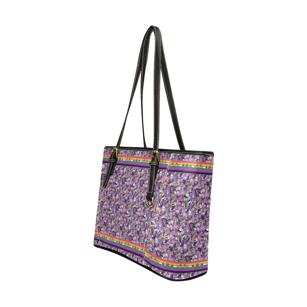 Culture in Nature Purple Leather Tote Bag/Large
