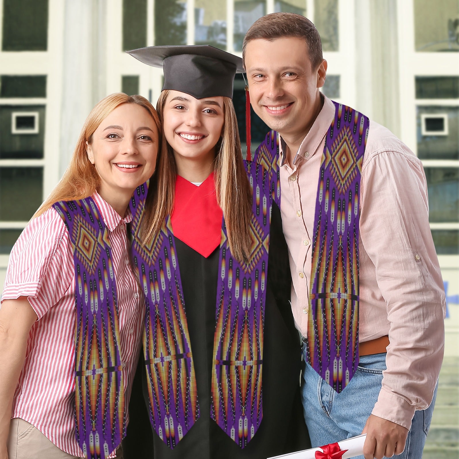 Fire Feather Purple Graduation Stole