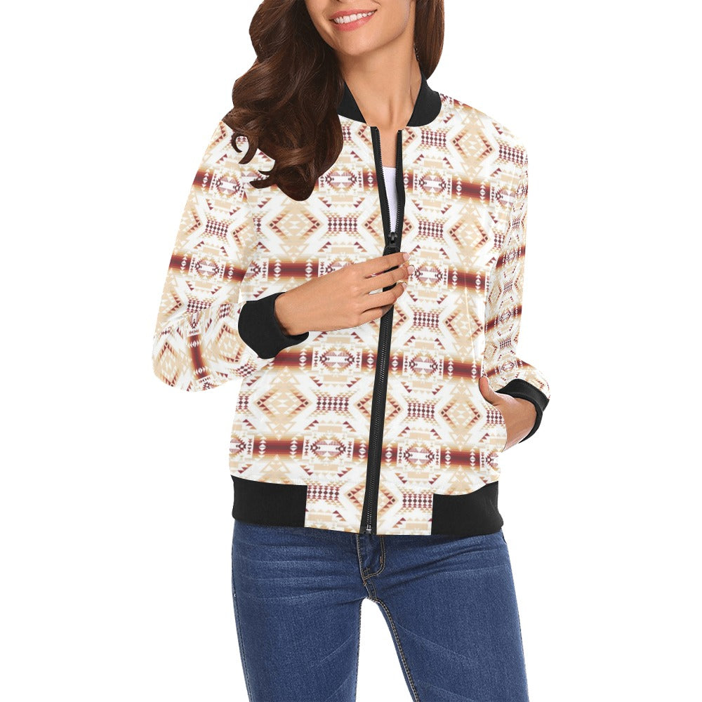 Gathering Clay All Over Print Bomber Jacket for Women