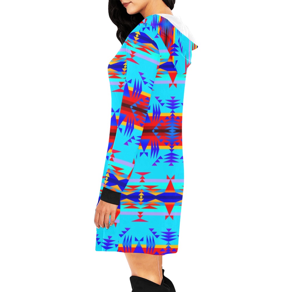 Between the Mountains Blue Hoodie Dress