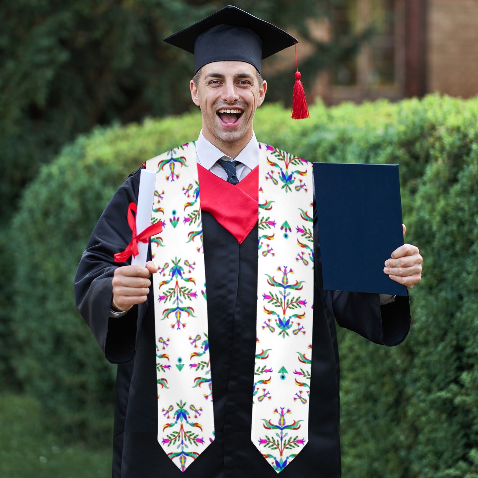 Dakota Damask White Graduation Stole